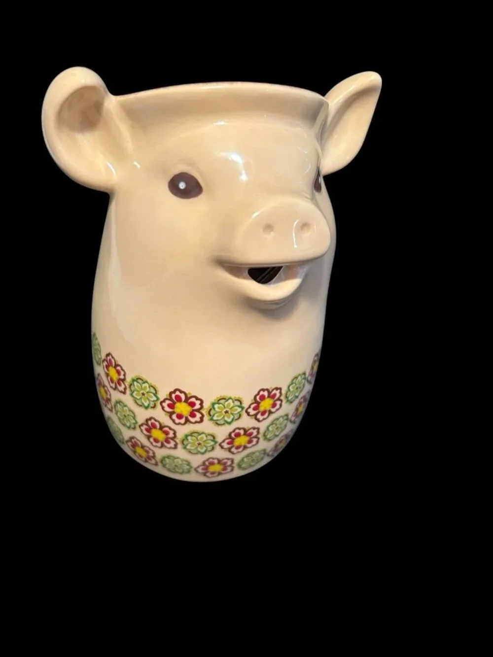 NWT Grasslands Road Miniature Stylized Pig Pitcher/Creamer Flowers Design 8 oz